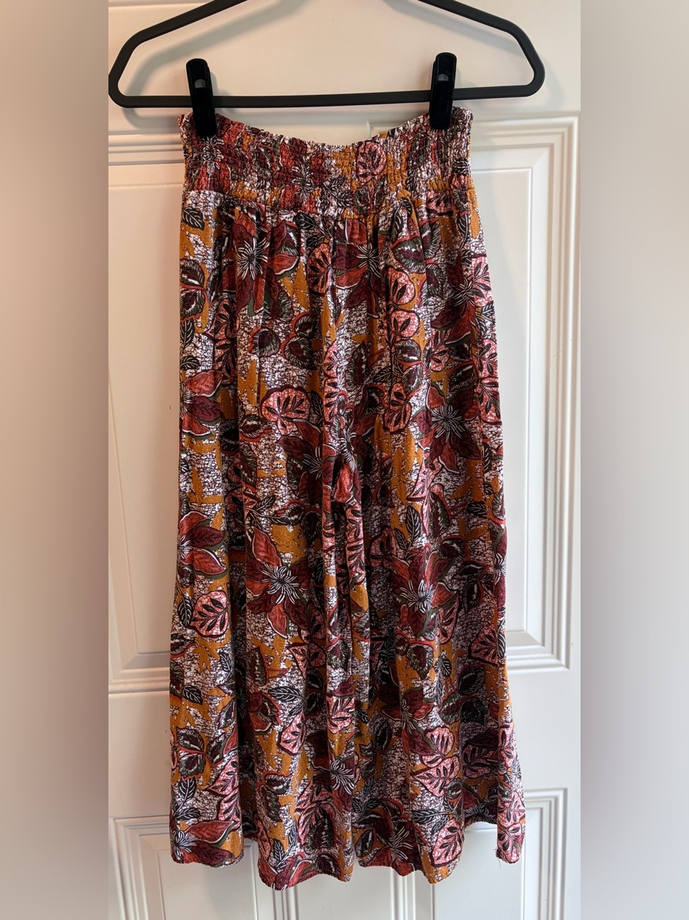 Wide-Leg Floral Pants in Rust, Mustard & Pink
